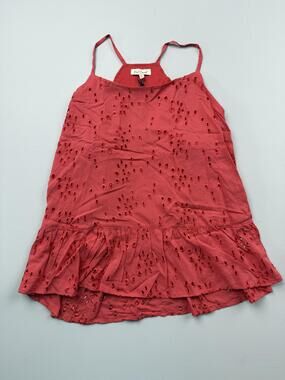 Red Camel Tank Top Juniors XL Red Halter Sleeveless Eyelet Ruffle Hem Camisole